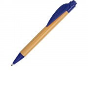 Ручка шариковая Листок, бамбук/синий