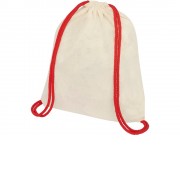 Рюкзак со шнурком Oregon, имеет цветные веревки, изготовлен из хлопка 100 г/м2, бежевый/красный