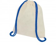 Рюкзак со шнурком Oregon, имеет цветные веревки, изготовлен из хлопка 100 г/м2, бежевый/синий