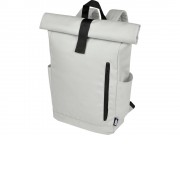 Рюкзак Byron 15,6 объемом 18 л со скручиваемым верхом, изготовленный из переработанного ПЭТ по стандарту GRS, светло-серый