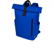 Рюкзак Byron 15,6 объемом 18 л со скручиваемым верхом, изготовленный из переработанного ПЭТ по стандарту GRS, синий