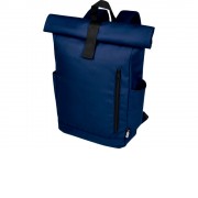 Рюкзак Byron 15,6 объемом 18 л со скручиваемым верхом, изготовленный из переработанного ПЭТ по стандарту GRS, темно-синий
