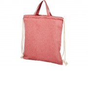 Рюкзак со шнурком Pheebs из 150 г/м2 переработанного хлопка, красный меланж