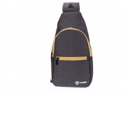 Рюкзак TORBER с одним плечевым ремнем, чёрный/бежевый, полиэстер 300D, 33 х 17 х 6 см