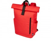 Рюкзак Byron 15,6 объемом 18 л со скручиваемым верхом, изготовленный из переработанного ПЭТ по стандарту GRS, красный
