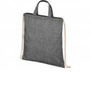 Рюкзак со шнурком Pheebs из 210 г/м2 переработанного хлопка, черный меланж