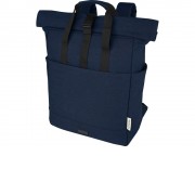 Рюкзак для 15-дюймового ноутбука Joey объемом 15 л из брезента, переработанного по стандарту GRS, со сворачивающимся верхом, темно-синий