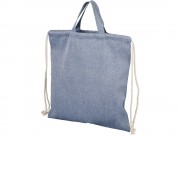 Рюкзак со шнурком Pheebs из 150 г/м2 переработанного хлопка, синий меланж