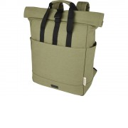 Рюкзак для 15-дюймового ноутбука Joey объемом 15 л из брезента, переработанного по стандарту GRS, со сворачивающимся верхом, оливковый