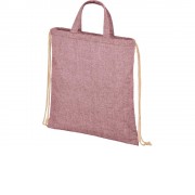 Рюкзак со шнурком Pheebs из 210 г/м2 переработанного хлопка, бордовый меланж