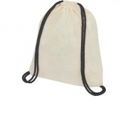 Рюкзак со шнурком Oregon, имеет цветные веревки, изготовлен из хлопка 100 г/м2, бежевый/черный