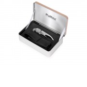 Подарочный винный набор из штопора и кожаного чехла для штопора ClickCut Set, серебристый