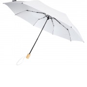 Birgit, складной ветроустойчивой зонт диаметром 21 дюйм из переработанного ПЭТ, белый