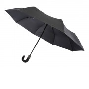 Montebello 21-дюймовый складной зонт с автоматическим открытием/закрытием и изогнутой ручкой, черный