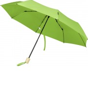 Birgit, складной ветроустойчивый зонт диаметром 21 дюйм из переработанного ПЭТ, зеленый лайм