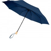 Birgit, складной ветроустойчивой зонт диаметром 21 дюйм из переработанного ПЭТ, темно-синий