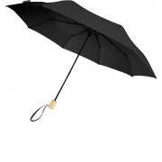 Birgit, складной ветроустойчивой зонт диаметром 21 дюйм из переработанного ПЭТ, черный