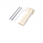 Набор MALOW из 2 соломинок из нержавеющей стали 304, серебристый