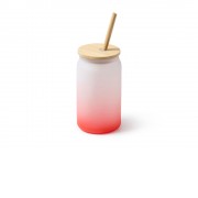 Стакан стеклянный DALBY с цветным градиентом, 350 мл, белый/красный