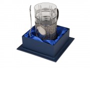 Подстаканник с хрустальным стаканом Базовый-М, серебристый/прозрачный