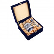 Набор: стакан с подстаканником и ложкой, белый/синий