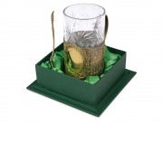 Подстаканник с хрустальным стаканом Базовый-Л, золотистый/прозрачный