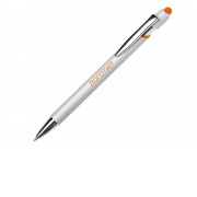 Ручка-стилус металлическая шариковая Sway Monochrome с цветным зеркальным слоем, серебристый с оранжевым