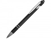 Ручка металлическая soft-touch шариковая со стилусом Sway, черный/серебристый
