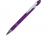 Ручка металлическая soft-touch шариковая со стилусом Sway, фиолетовый/серебристый