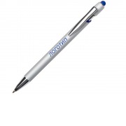 Ручка-стилус металлическая шариковая Sway Monochrome с цветным зеркальным слоем, серебристый с темно-синим
