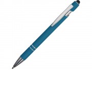 Ручка металлическая soft-touch шариковая со стилусом Sway, синий/серебристый (P)