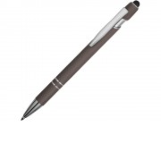 Ручка металлическая soft-touch шариковая со стилусом Sway, серый/серебристый