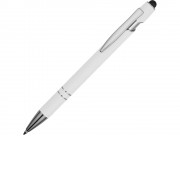 Ручка металлическая soft-touch шариковая со стилусом Sway, белый/серебристый