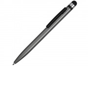 Ручка-стилус металлическая шариковая Poke, серый/черный