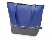 Сумка-холодильник Reviver с длинными ручками из нетканого переработанного материала RPET, синий/серый