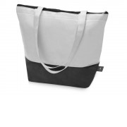 Сумка-холодильник Reviver с длинными ручками из нетканого переработанного материала RPET, белый/черный