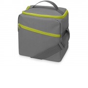 Изотермическая сумка-холодильник Classic c контрастной молнией, серый/зел яблоко