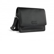 Сумка через плечо женская BUGATTI Elsa, чёрная, воловья кожа/полиэстер, 25х8,5х20 см