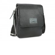 Сумка наплечная BUGATTI Moto D, чёрная, полиуретан, 25х8х30 см, 4 л