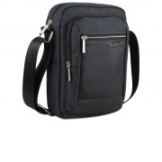 Сумка наплечная мужская BUGATTI Sera, антрацитовая, полиэстер, 21х6х26,5 см