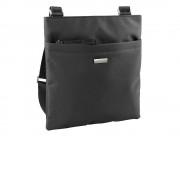 Сумка наплечная тонкая BUGATTI Contratempo, чёрная, нейлон, 23х2х25 см, 0,50 л