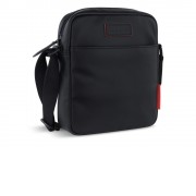 Сумка наплечная мужская BUGATTI Clark, чёрная, воловья кожа/полиэстер, 18х5,5х20 см, 2 л