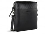 Сумка наплечная мужская BUGATTI Comet, чёрная, воловья кожа/полиэстер, 23,5х5х26 см