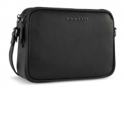 Сумка кросс-боди женская BUGATTI Bella, чёрная, воловья кожа/полиэстер, 22х6х15,5 см