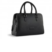 Сумка женская BUGATTI Elsa, чёрная, воловья кожа/полиэстер, 32х13х22 см