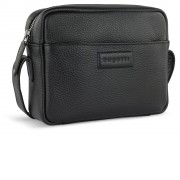 Сумка кросс-боди женская BUGATTI Elsa, чёрная, воловья кожа/полиэстер, 19х5,5х14 см