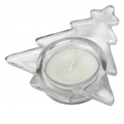 Подсвечник стеклянный со свечой, прозрачный