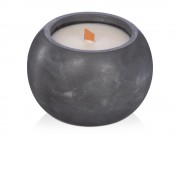 Круглая свечка в бетоне, фитиль дерево, spices