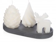 Свечи на подставке Олень, шишка, елочка