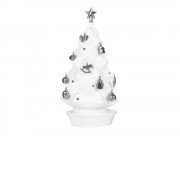 Подсвечник Новогодняя Ель (бисквит) с росписью игрушек платиной